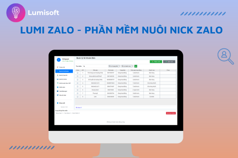 phần mềm nuôi nick Zalo