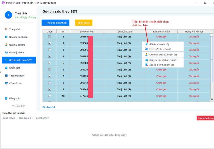 cách gửi tin nhắn hàng loạt trên Zalo