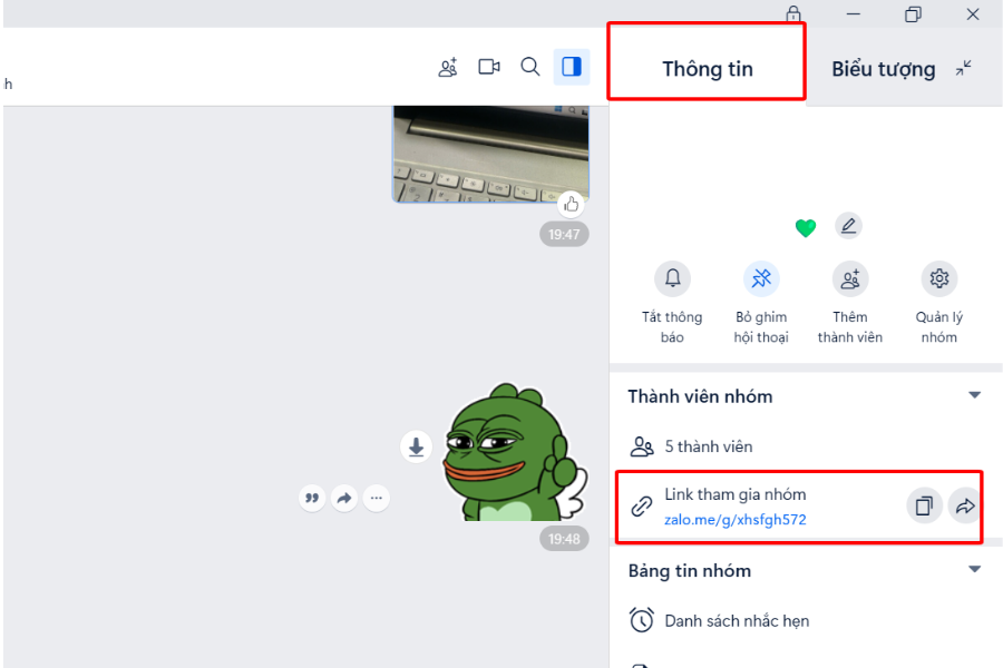 cách lấy link nhóm Zalo