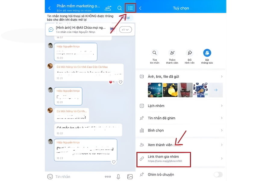 cách lấy link nhóm Zalo
