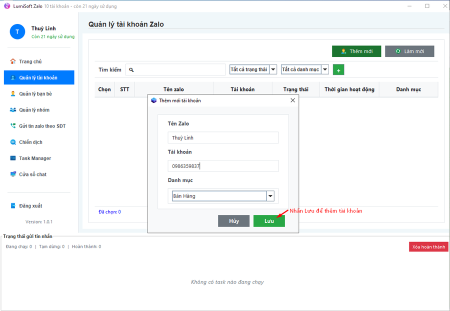 cách nuôi nick Zalo