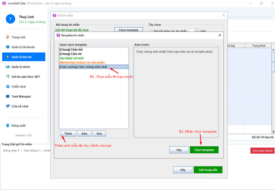cách spam tin nhắn Zalo
