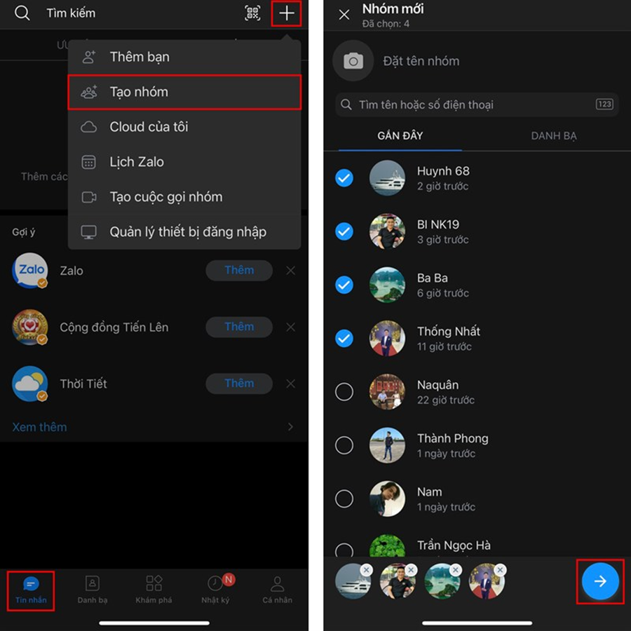 tạo nhóm Zalo không cần kết bạn