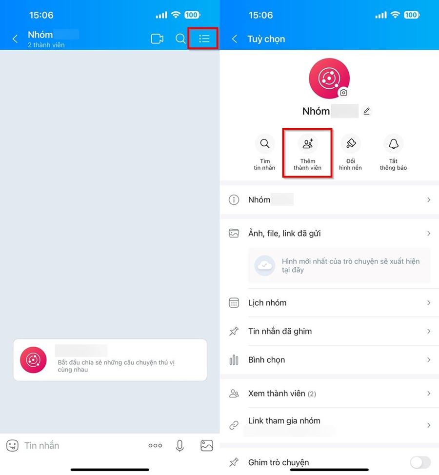 Cách thêm thành viên vào nhóm Zalo trên điện thoại