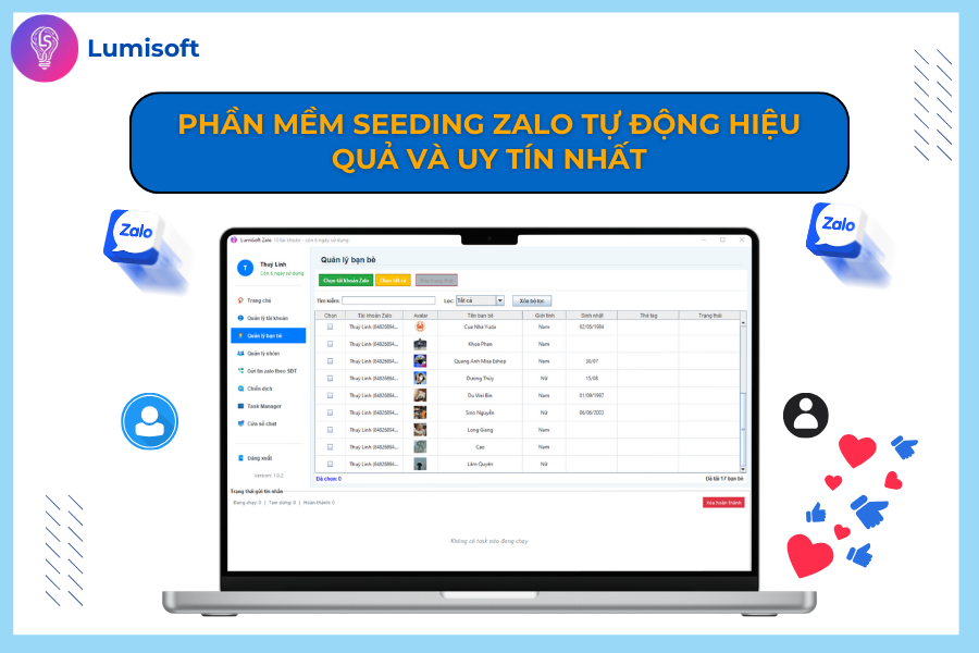 phần mềm seeding Zalo