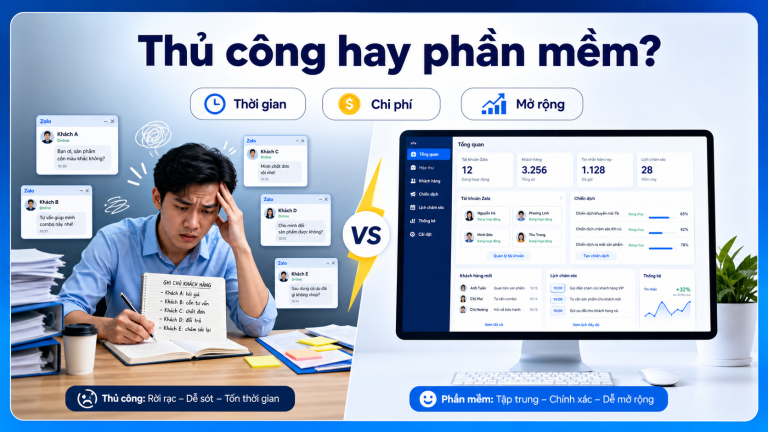 Giao diện Dashboard trong phần mềm LumiSoft Zalo