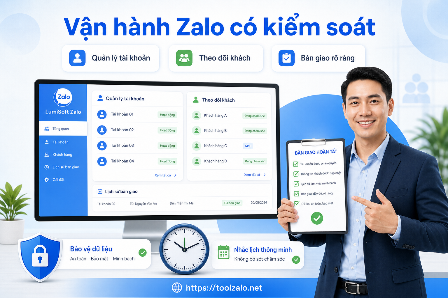 LumiSoft Zalo hỗ trợ quản lý tài khoản và bàn giao dữ liệu khách hàng cho đội sales