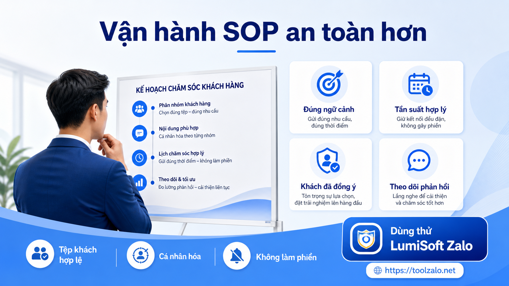 Triển khai SOP chăm sóc khách hàng qua Zalo an toàn với LumiSoft Zalo