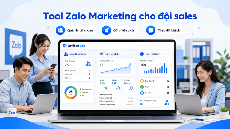 Giao diện Dashboard trong phần mềm LumiSoft Zalo