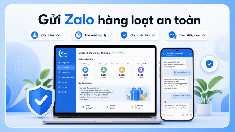 Giao diện Dashboard trong phần mềm LumiSoft Zalo