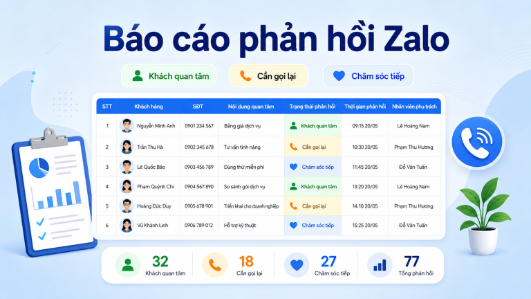 Giao diện Dashboard trong phần mềm LumiSoft Zalo