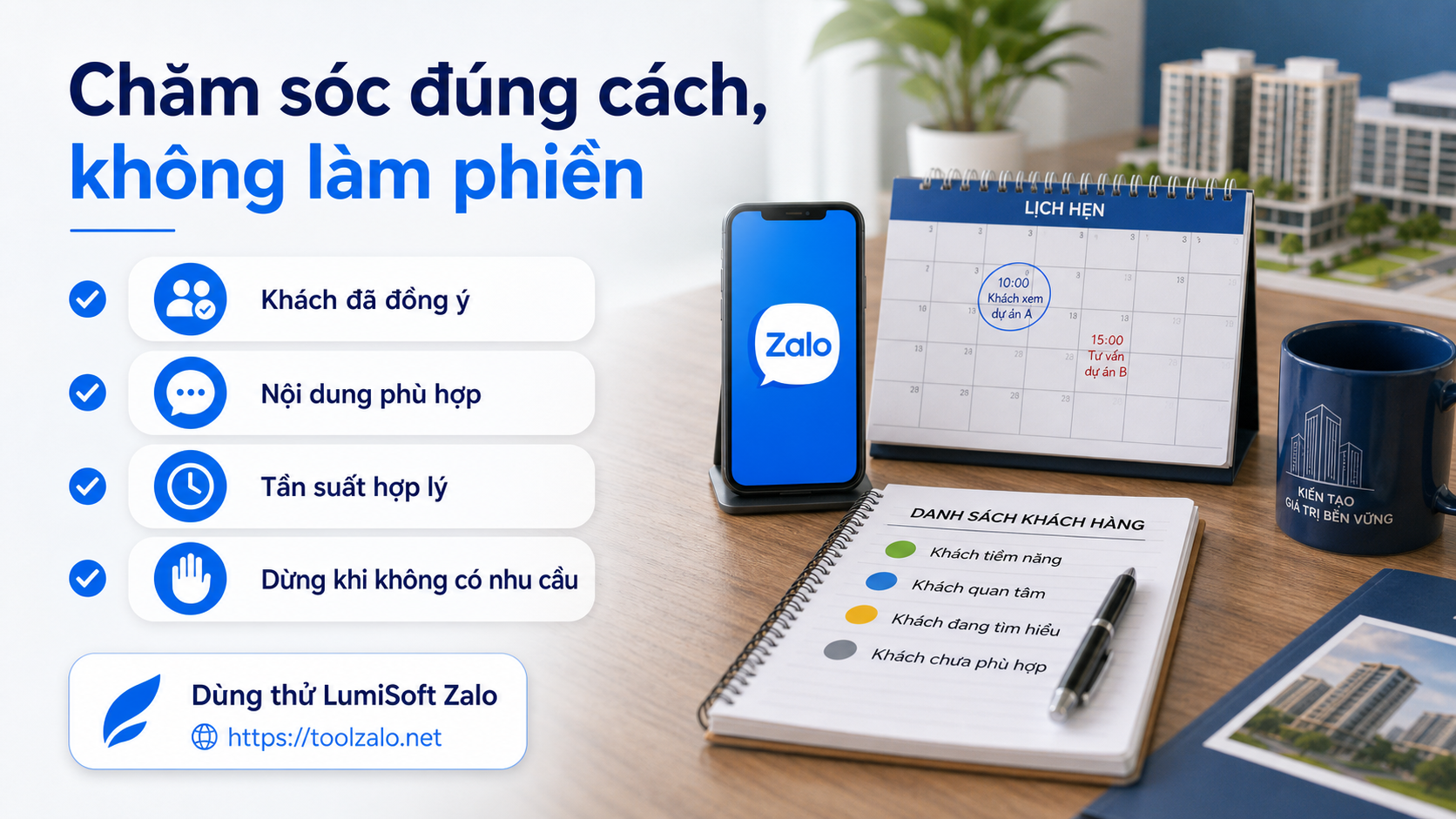 Lưu ý an toàn khi dùng tool Zalo cho bất động sản để chăm sóc khách không làm phiền