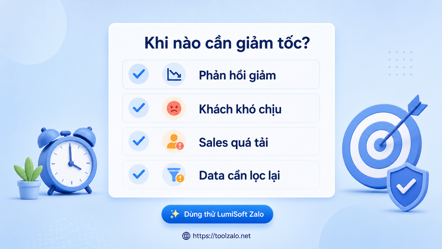 Dấu hiệu nên giảm tần suất kết bạn Zalo hoặc tạm dừng chiến dịch để chăm sóc an toàn